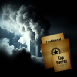 A horizontal thumbnail image featuring the Twin Towers engulfed in thick smoke, creating an intense and mysterious atmosphere