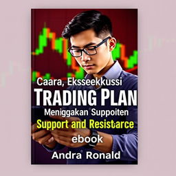 An eBook cover design for 'Cara Eksekusi Trading Plan Menggunakan Support and Resistance'