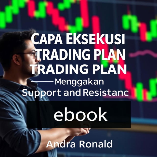 An eBook cover design for 'Cara Eksekusi Trading Plan Menggunakan Support and Resistance'