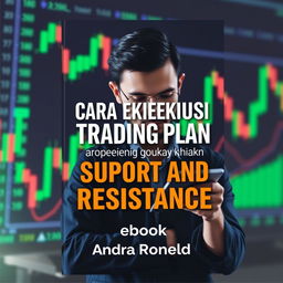 An eBook cover design for 'Cara Eksekusi Trading Plan Menggunakan Support and Resistance'
