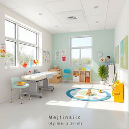 A pediatric consultation room measuring 4 meters by 3 meters, designed for child healthcare