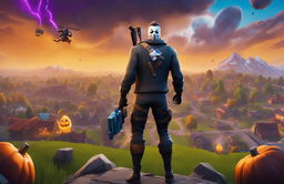 A 32k HD Fortnite-themed wallpaper featuring Michael Myers from Halloween