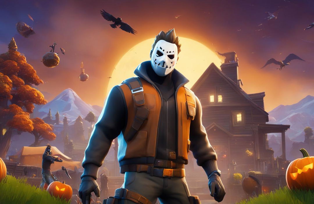 A 32k HD Fortnite-themed wallpaper featuring Michael Myers from Halloween