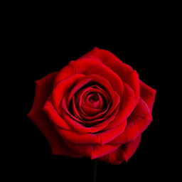 A stunning, vibrant rose in deep red color, with lush, velvety petals and intricate details, set against a stark, dark background that enhances the rose's beauty and richness