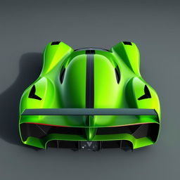 A vibrant bright green Le Mans Hypercar designed according to modern LMh rules, resembling the sleek contours of a Jesko Absolute