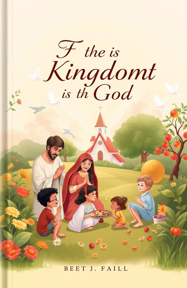 A book cover illustration depicting the theme of a Christian family as a mini version of the Kingdom of God