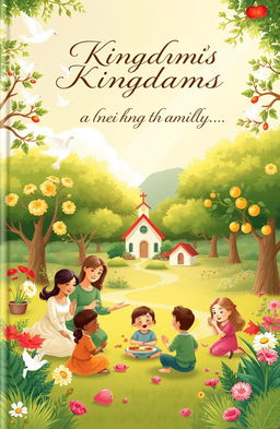 A book cover illustration depicting the theme of a Christian family as a mini version of the Kingdom of God