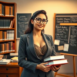 A stunningly beautiful Indonesian woman of mixed Central Asian heritage, showcasing a curvaceous figure and prominently featuring her ample bosom