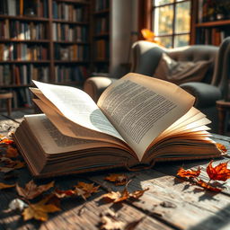 A captivating image of an open book with its pages fluttering as if caught by a gentle breeze