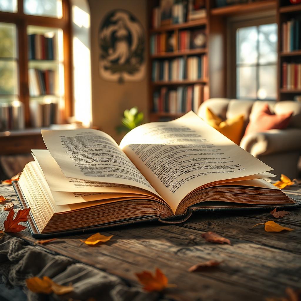 A captivating image of an open book with its pages fluttering as if caught by a gentle breeze