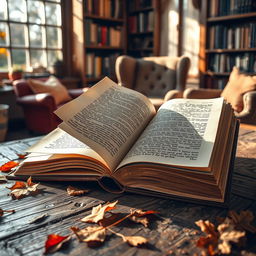 A captivating image of an open book with its pages fluttering as if caught by a gentle breeze