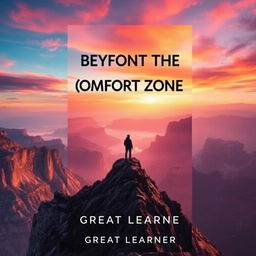 An inspiring book cover design for 'Beyond the Comfort Zone' by Great Learner