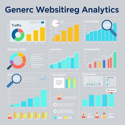 A detailed business graphic illustrating generic website marketing analytics