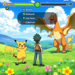 An engaging Pokémon battle scene set in a classic Pokémon game environment