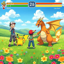 An engaging Pokémon battle scene set in a classic Pokémon game environment