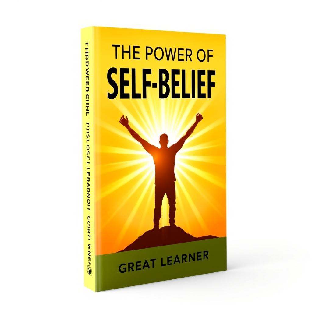 An empowering book cover design for 'The Power of Self-Belief' by Great Learner