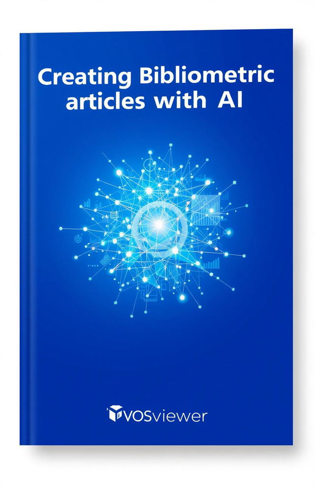 A book cover design for a publication about creating bibliometric articles using AI and VOSviewer