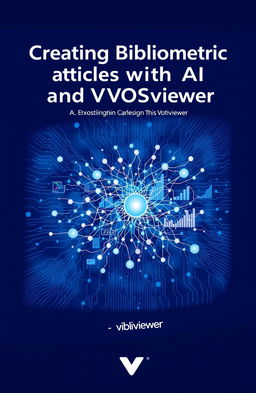 A book cover design for a publication about creating bibliometric articles using AI and VOSviewer
