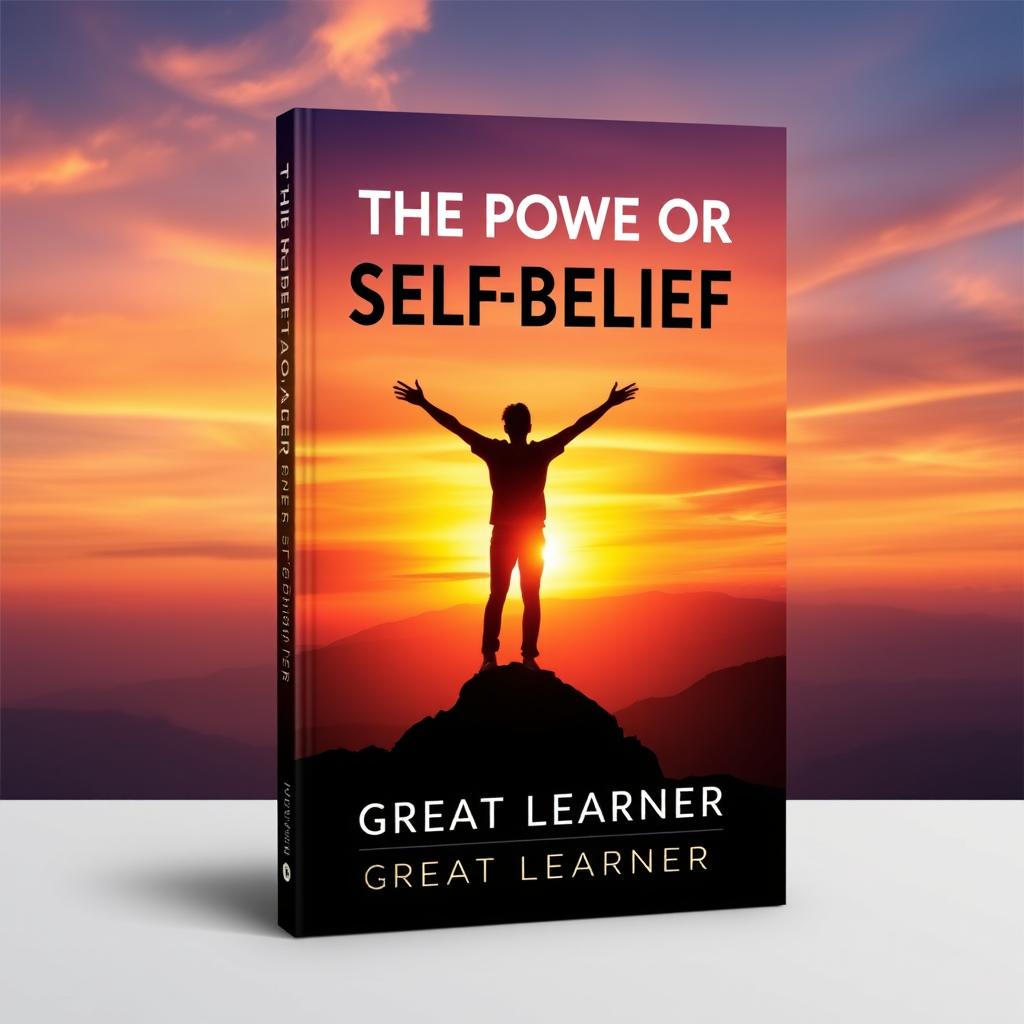 A captivating book cover design for 'The Power of Self-Belief' by Great Learner