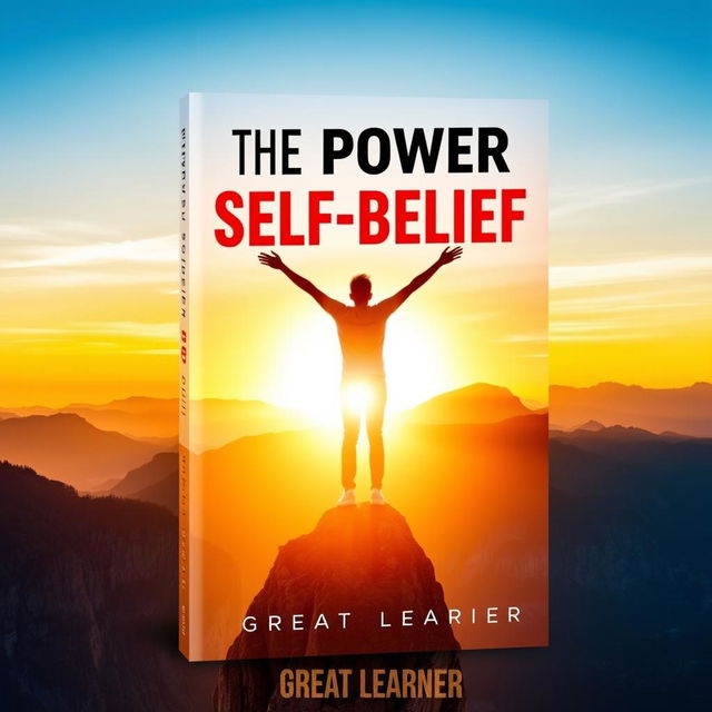 An eye-catching book cover design for 'The Power of Self-Belief' by Great Learner