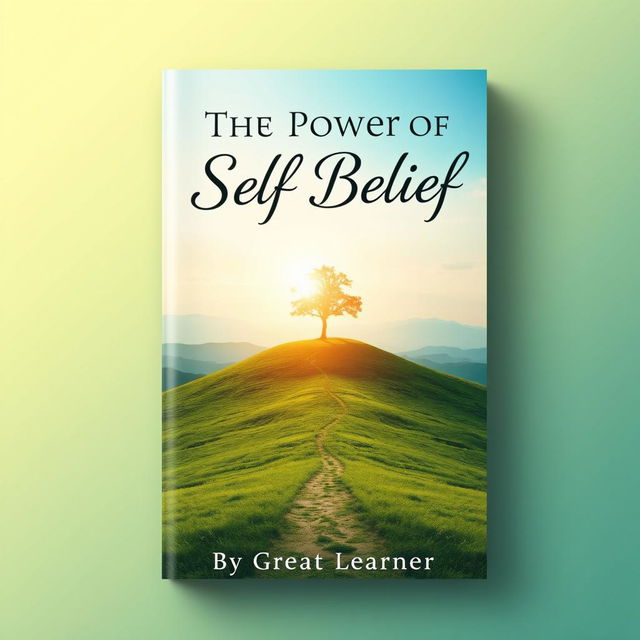 An uplifting book cover design for 'The Power of Self-Belief' by Great Learner