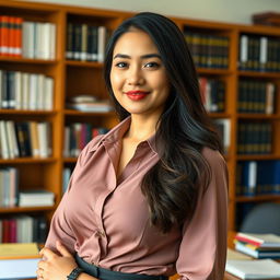 A beautiful Indonesian woman with large breasts, showcasing a mixed European heritage