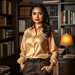 A stunning Indonesian woman with large breasts, of mixed European descent