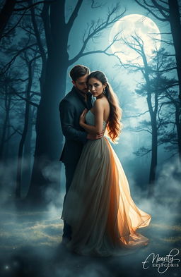 A captivating book cover design featuring a mysterious and romantic atmosphere