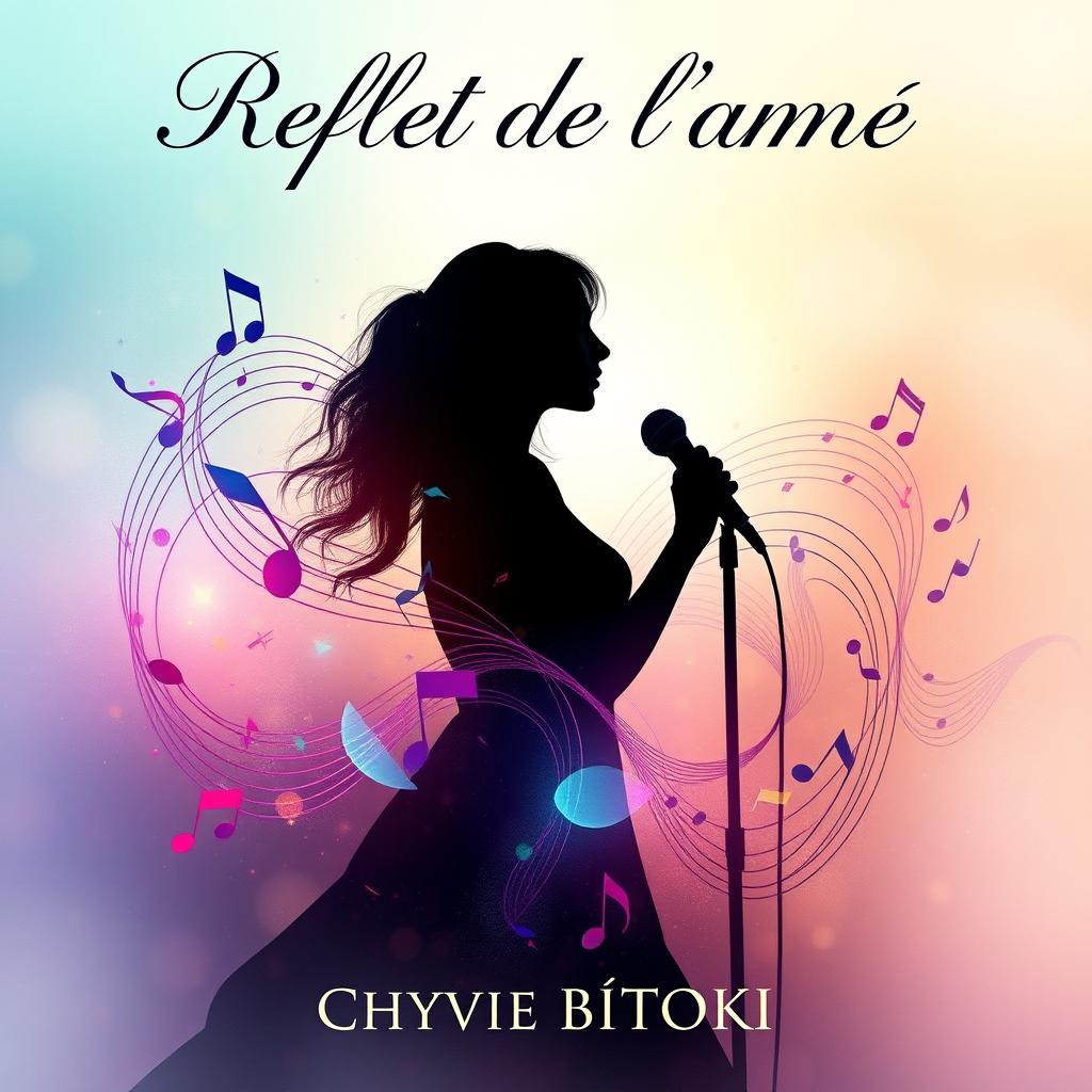 Cover design for a collection of songs titled 'Reflet de l'âme' by Chyvie BITOKI, featuring an artistic representation of reflection and emotion