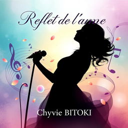 Cover design for a collection of songs titled 'Reflet de l'âme' by Chyvie BITOKI, featuring an artistic representation of reflection and emotion