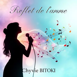 Cover design for a collection of songs titled 'Reflet de l'âme' by Chyvie BITOKI, featuring an artistic representation of reflection and emotion