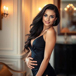 A captivating portrait of a confident, sexy woman posing glamorously