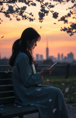 A poignant scene capturing the essence of one-sided love in a long-distance relationship