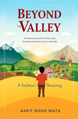 A captivating book cover illustrating the journey of a Kashmiri boy traveling through India