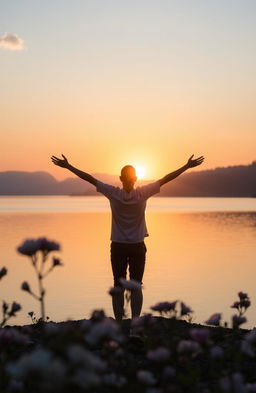 A serene sunrise over a tranquil lake, symbolizing hope and renewal for a hopeless soul