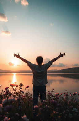 A serene sunrise over a tranquil lake, symbolizing hope and renewal for a hopeless soul