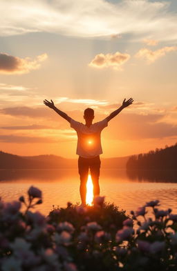 A serene sunrise over a tranquil lake, symbolizing hope and renewal for a hopeless soul