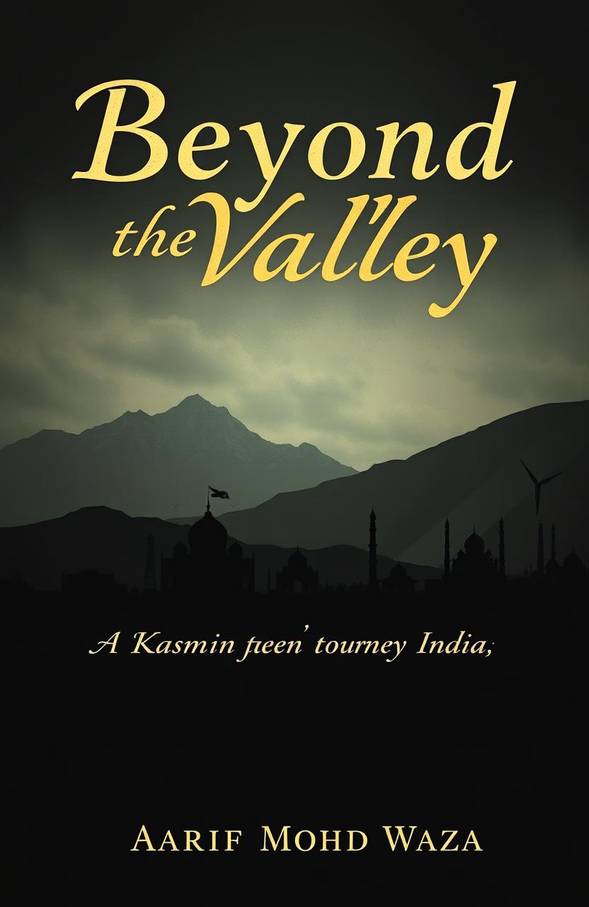 A book cover depicting the theme of a Kashmiri boy's travel story throughout India, showcasing the joys and challenges he faces without including any boy in the imagery