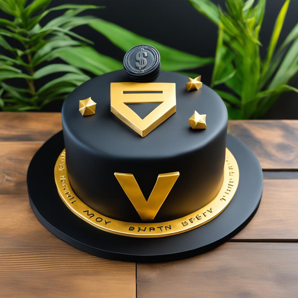 A minimalistic, black Fortnite-inspired birthday cake