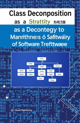 A visually engaging book cover for a software engineering textbook titled 'Class Decomposition as a Strategy to Maintain Quality of Software Internal Structure'