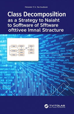 A visually engaging book cover for a software engineering textbook titled 'Class Decomposition as a Strategy to Maintain Quality of Software Internal Structure'