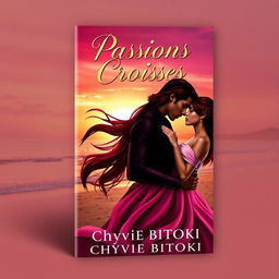A beautifully designed book cover for a romance novel titled "Passions Croisées" by Chyvie BITOKI