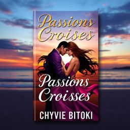 A beautifully designed book cover for a romance novel titled "Passions Croisées" by Chyvie BITOKI