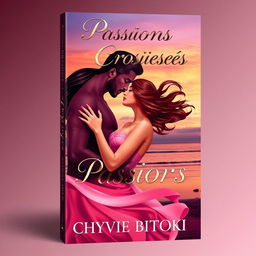 A beautifully designed book cover for a romance novel titled "Passions Croisées" by Chyvie BITOKI