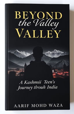 A dark and serious book cover depicting a Kashmiri teen traveling outside of Kashmir for the first time