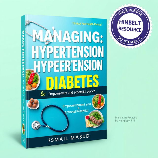 An e-book cover for 'Managing Hypertension and Diabetes' by ISMAIL MASUD, focusing on empowerment and actionable advice