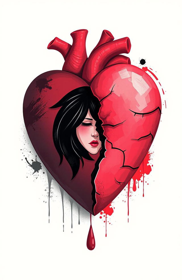 A stylized heart, possibly cracked or broken, representing pain and heartbreak