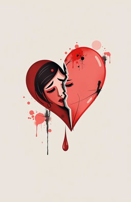 A stylized heart, possibly cracked or broken, representing pain and heartbreak