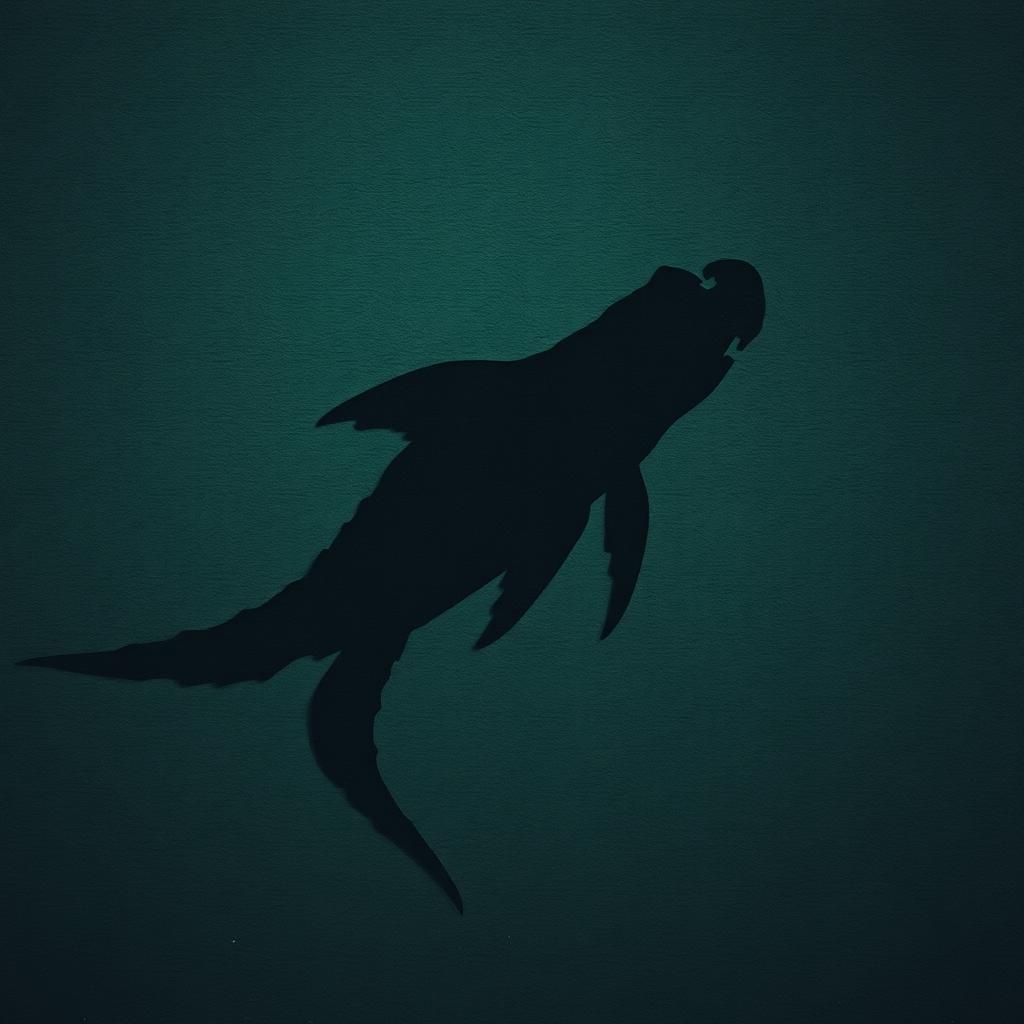 A grainy sonar image illustrating a giant sea monster lurking deep under the ocean