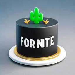 A minimalist, 32k HD image of a single-tier, circular Fortnite-inspired cake